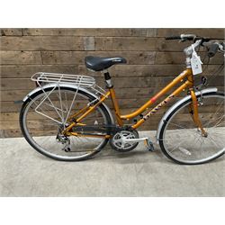 Three bicycles- man’s Falcon Storm 18 speed mountain bike; lady’s Dawes Sonoran 24 speed road bike; child’s Apollo 18 speed bike (3)