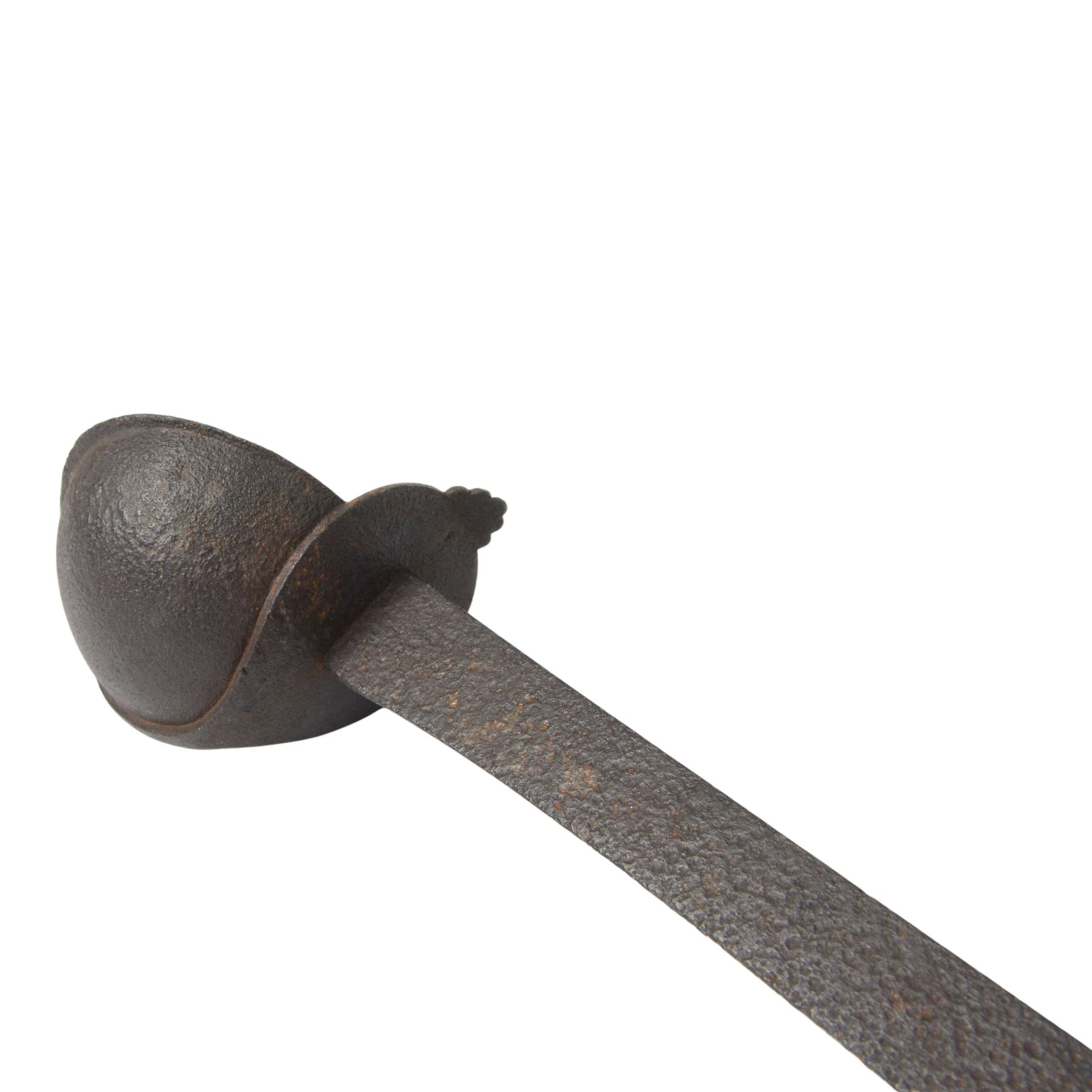 Prussian naval cutlass, the 58cm straight single edged blade broadening towards the point, wire bound grip, the guard with iron plate stamped TA 143, overall L75cm