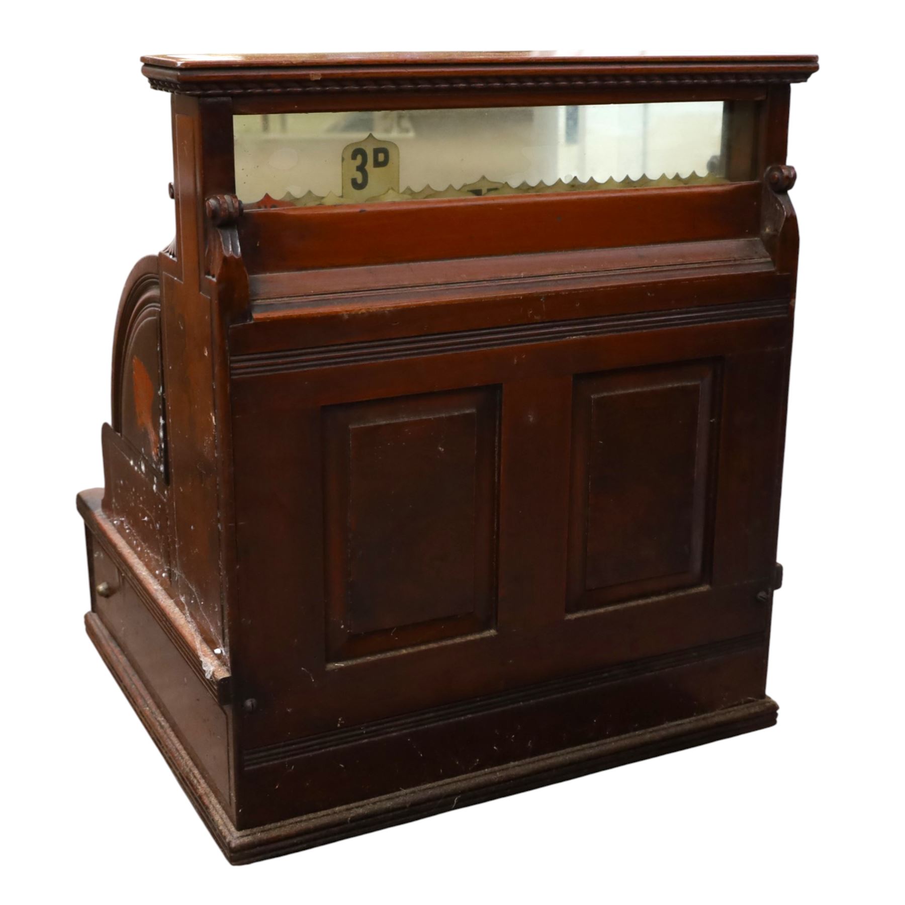 Late 19th Century American cash register in an inlaid walnut case by the National Cash Register Co. Dayton, Ohio USA, H48cm