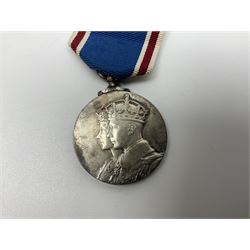 Collection of WW2 and police medals c.1933-1955, awarded to Eric Drinkwater comprising 1939-45 War Medal, Defence Medal, 1939-45 Star and Burma Star, on wearing bar; 1918-62 General Service Medal with Cyprus clasp to P.S. E.G. Drinkwater; boxed; Police Long Service and Good Conduct Medal to Const. Eric C. Drinkwater; cased; Royal Life Saving Society bronze medal to E.C. Drinkwater July 1933; boxed; and George V 1937 coronation medallion; boxed.