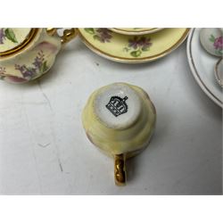 Collection of ceramics and glassware, including Hanson miniature tea service, cruet set ect