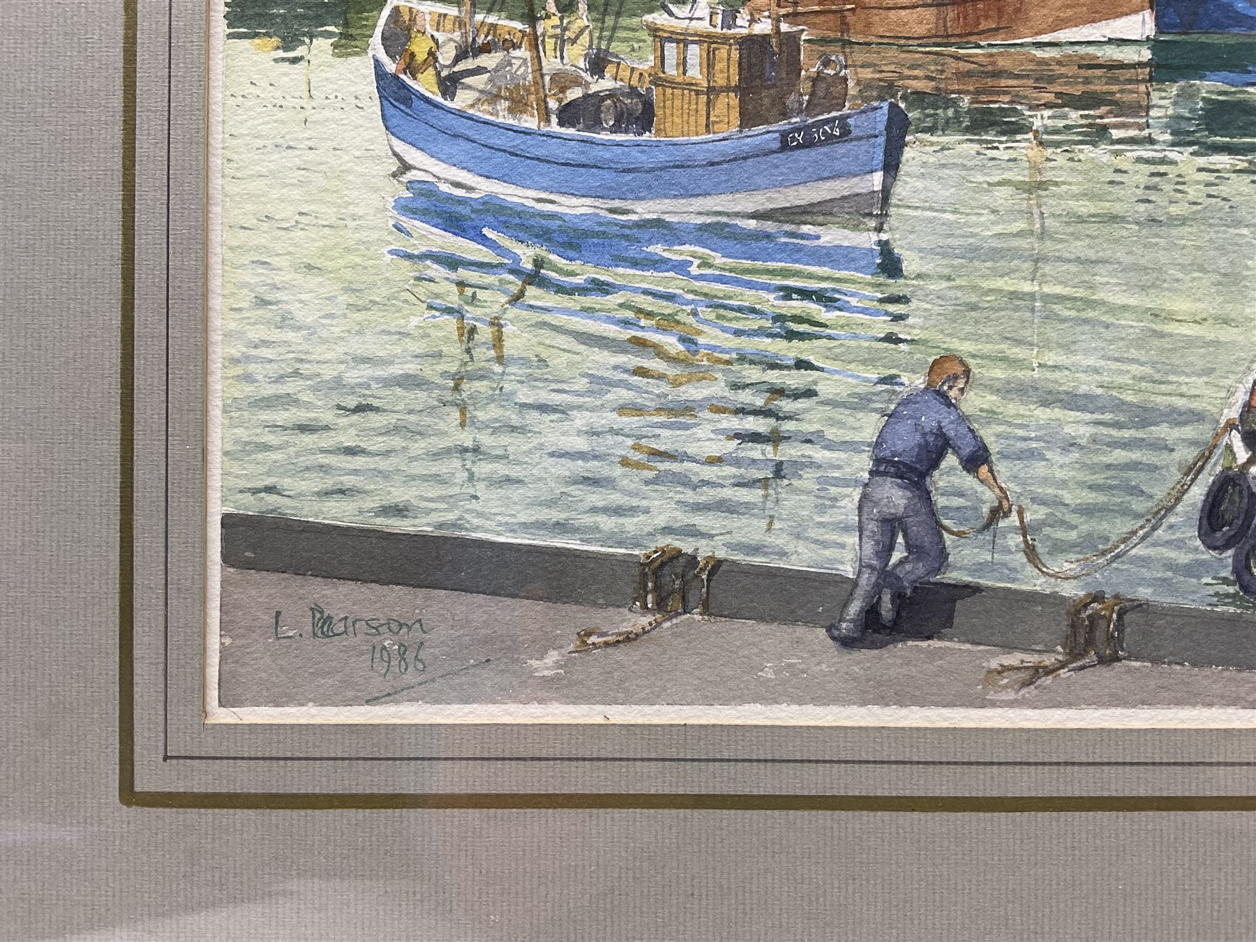 Les Pearson (British 1923-2010): 'Early Morning- Bridlington Harbour', watercolour signed and dated 1986, titled verso 26cm x 37cm 