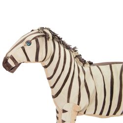 Karen Trower: two zebra sculptures, with leather sew over wood and metal frames, H48cm