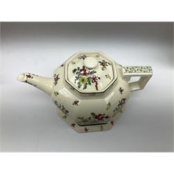 Royal Doulton part dinner service in Old Leeds Sprays pattern,  to include cheese dome, teapot and stand, egg cups etc, together with a selection of floral doilies.  