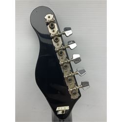 Encore black electric cut-away guitar L96cm; and Spanish Victor Garcia model 187 acoustic guitar, bears label dated 1972 L99cm; each in soft carrying case (2)