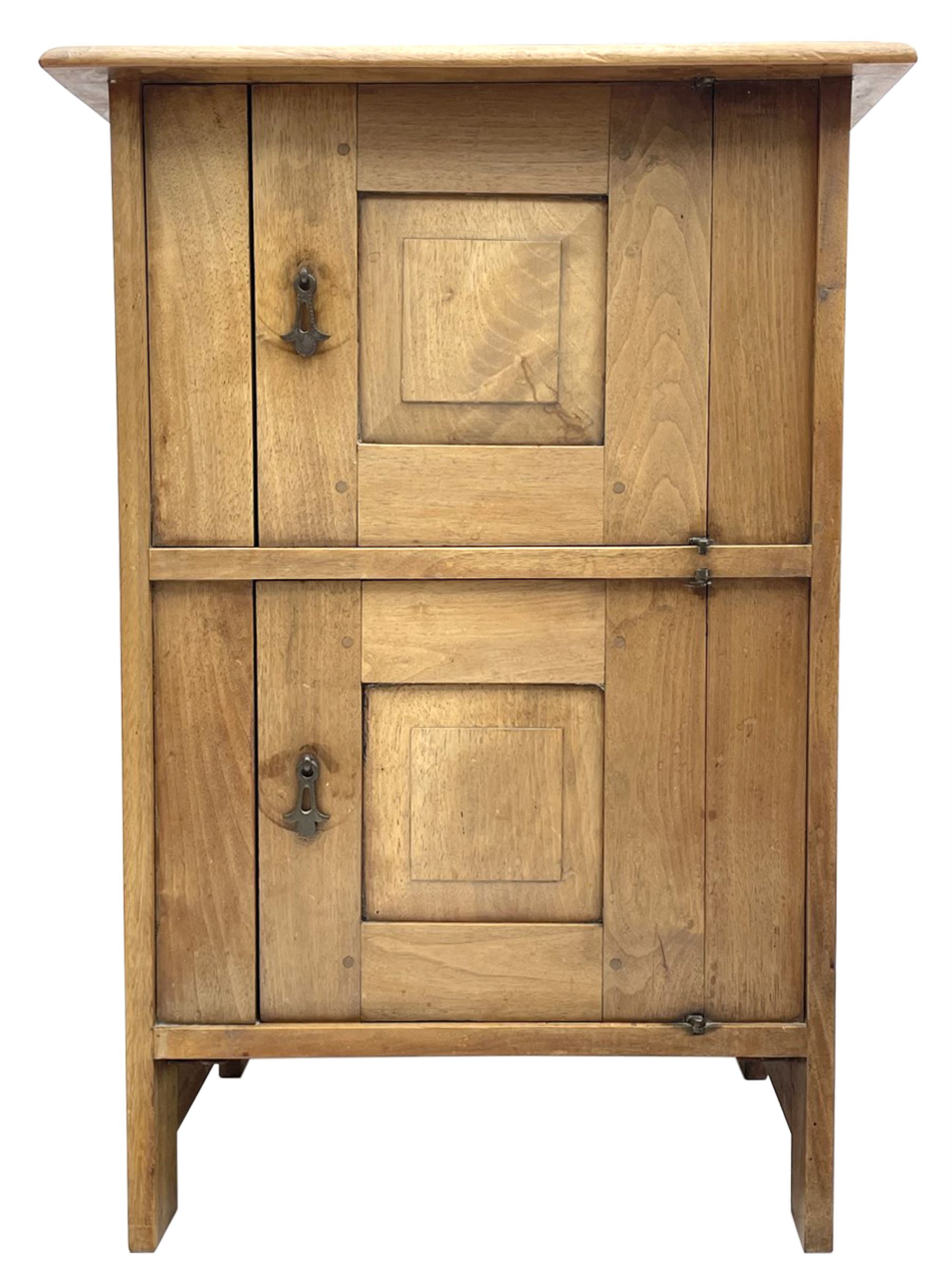 Ernest Gimson (1864-1919) - circa. 1904-1910, Arts & Crafts chestnut wood cabinet, visible wedged tenon joints, enclosed by two fielded panelled doors fitted with brass droplet handles, panelled sides and back, stile supports
Provenance: The vendor is a relative of Benjamin Fletcher who was headmaster of Leicester School of Art in the early 1900s. He was associated with Gimson and involved in setting up the Dryad company. 

The cabinet was acquired by Fletcher during his time in Daneway, Sapperton where Gimson had workshops. The cabinet stayed in the family and has been passed down to the current vendor.