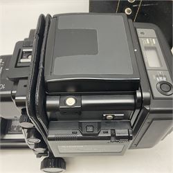 Fuji GX680 camera body with 8x6 film back, serial no. 702610, with 'Fuji EBC Fujion 100mm f4.0' lens, in leather case
