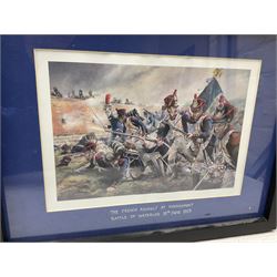 Late 19th century colour print on board half length portrait of Field Marshall Earl Roberts of Kandahar 55 x 41cm in gilt frame; and four modern colour prints of 19th century battlefield scenes (5)