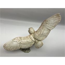 Border Fine Arts figure Barn Owl in Flight B1532, boxed with certificate, together with Country Artists figure Tawny Owl with Honeysuckle CA441, tallest H31.5cm