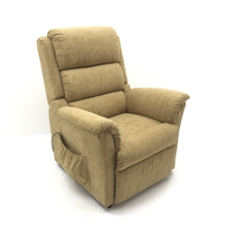 Restwell electric reclining armchair, upholstered in an ochre coloured fabric, W88cm