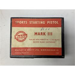 Webley Mark III .22 Sports Starting Pistol, top venting, with bakelite grips, boxed with instructions; and a reproduction Georgian Tower flintlock blunderbuss (2)
