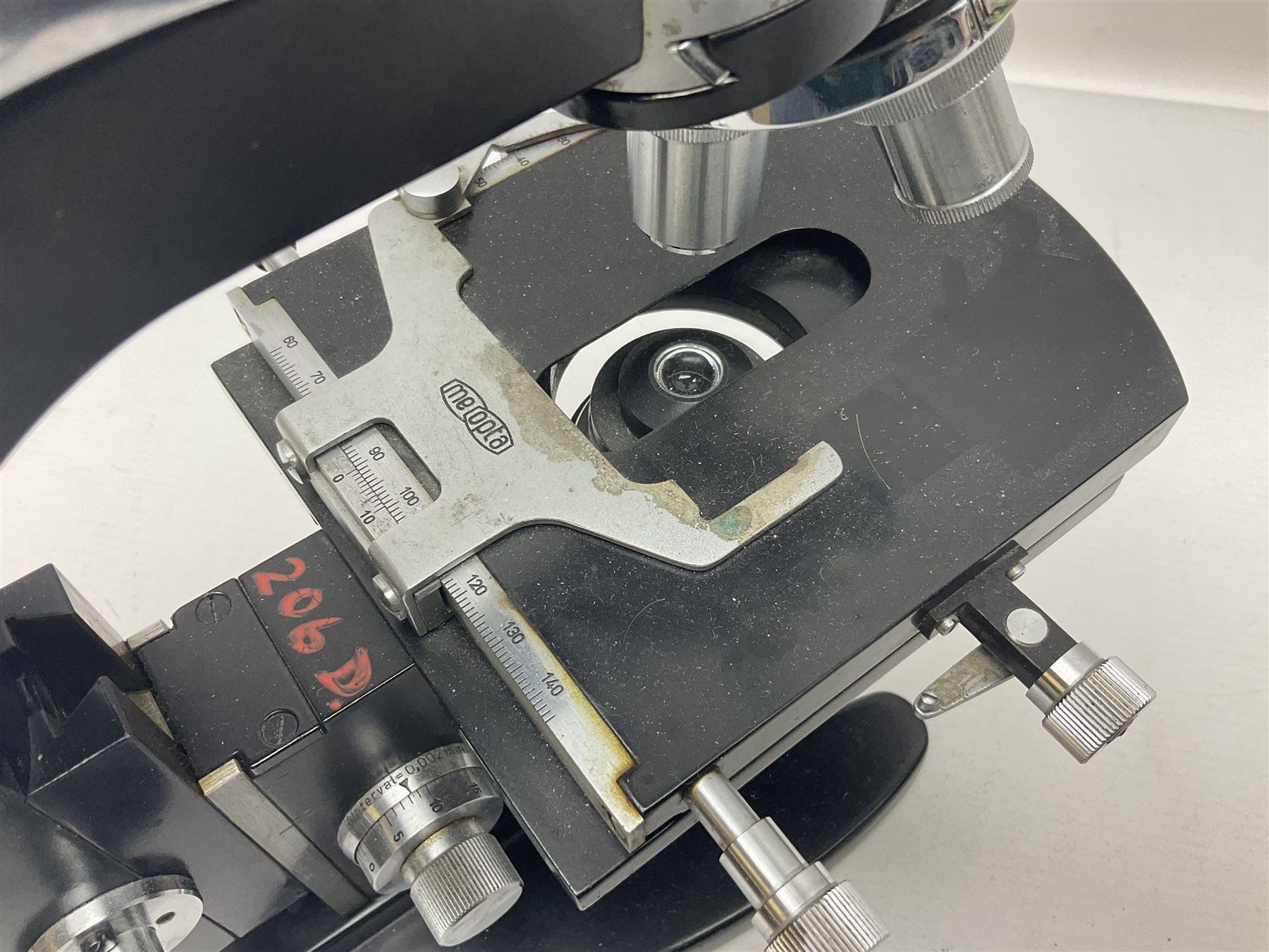 Four microscope, comprising W.J George Ltd, Watson Service 716606, Meopta no 230087 and one other  