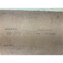 1970-1 photograph of West Ham United FC squad members, including Bobby Moore, Geoff Hurst, Harry Redknapp, Trevor Brooking, Jimmy Greaves, Billy Bonds etc, most players with signatures, 30 x 45cm, framed and glazed