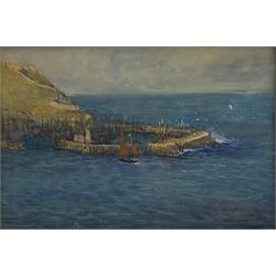 Ernest Dade (Staithes Group 1864-1934): Scarborough Harbour, watercolour signed 25cm x 36cm