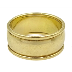 Gold thick band ring, stamped 18ct, approx 10.46gm