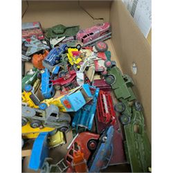 Collection of diecast model vehicles, including Dinky and Corgi examples, mostly loose and playworn