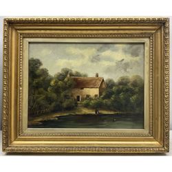F Gill (British early 20th century): A Welsh Lake, oil on canvas signed, titled and dated 1908 verso 19cm x 24cm, together with another similar oil on board by another hand unsigned 22cm x 30cm (2)