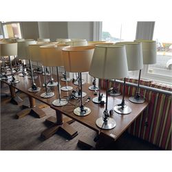 Set of fifteen chrome table lamps with various shades (15)- LOT SUBJECT TO VAT ON THE HAMMER PRICE - To be collected by appointment from The Ambassador Hotel, 36-38 Esplanade, Scarborough YO11 2AY. ALL GOODS MUST BE REMOVED BY WEDNESDAY 15TH JUNE.