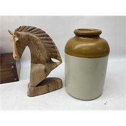 Two Leonardo Collection figure groups, Comprising The Shepard and The Dairy Farmer, together with stoneware jar, wooden box and costume jewellery 
