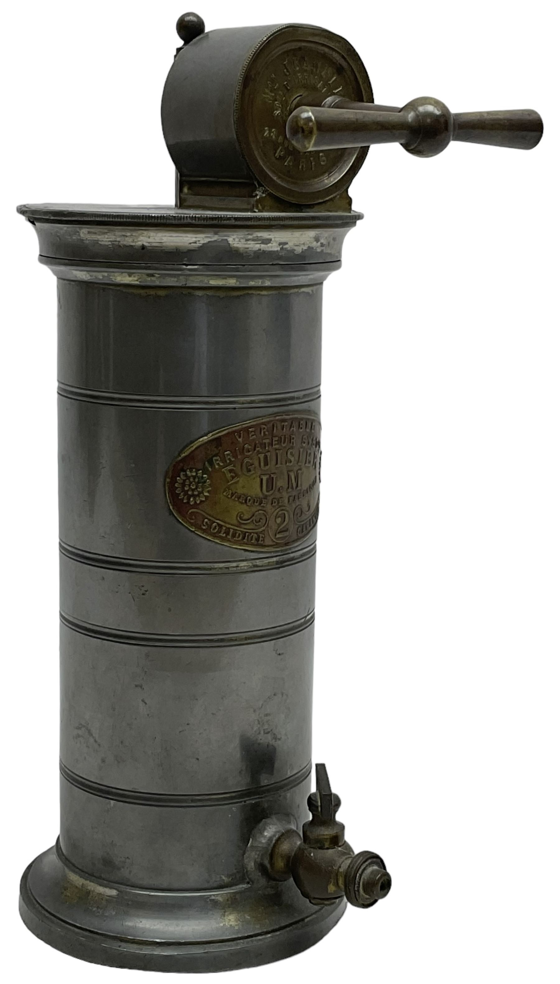 French metal irrigator by Jeannie Paris, and marked Veritable Irrigateur system de eguisier, H23cm