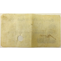  Burling and Driffield five pound banknote, issued for Harding & Co, 3rd September 1880, with punch hole cancel      