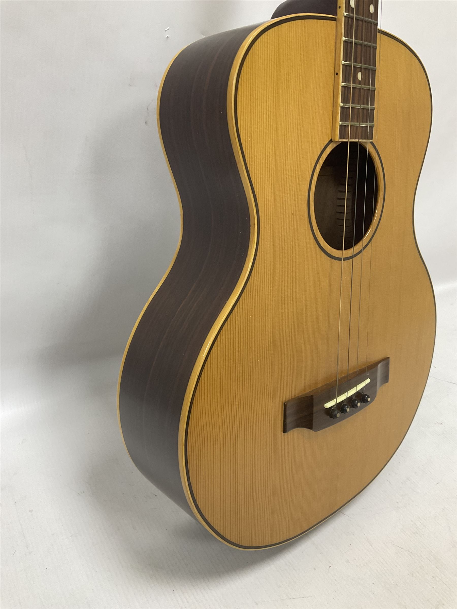Ozark 'The Ozark Professional' tenor guitar, model no 3372, headstock stamped Ozark and with paper label to interior, in manufacturers hard case, guitar L82cm