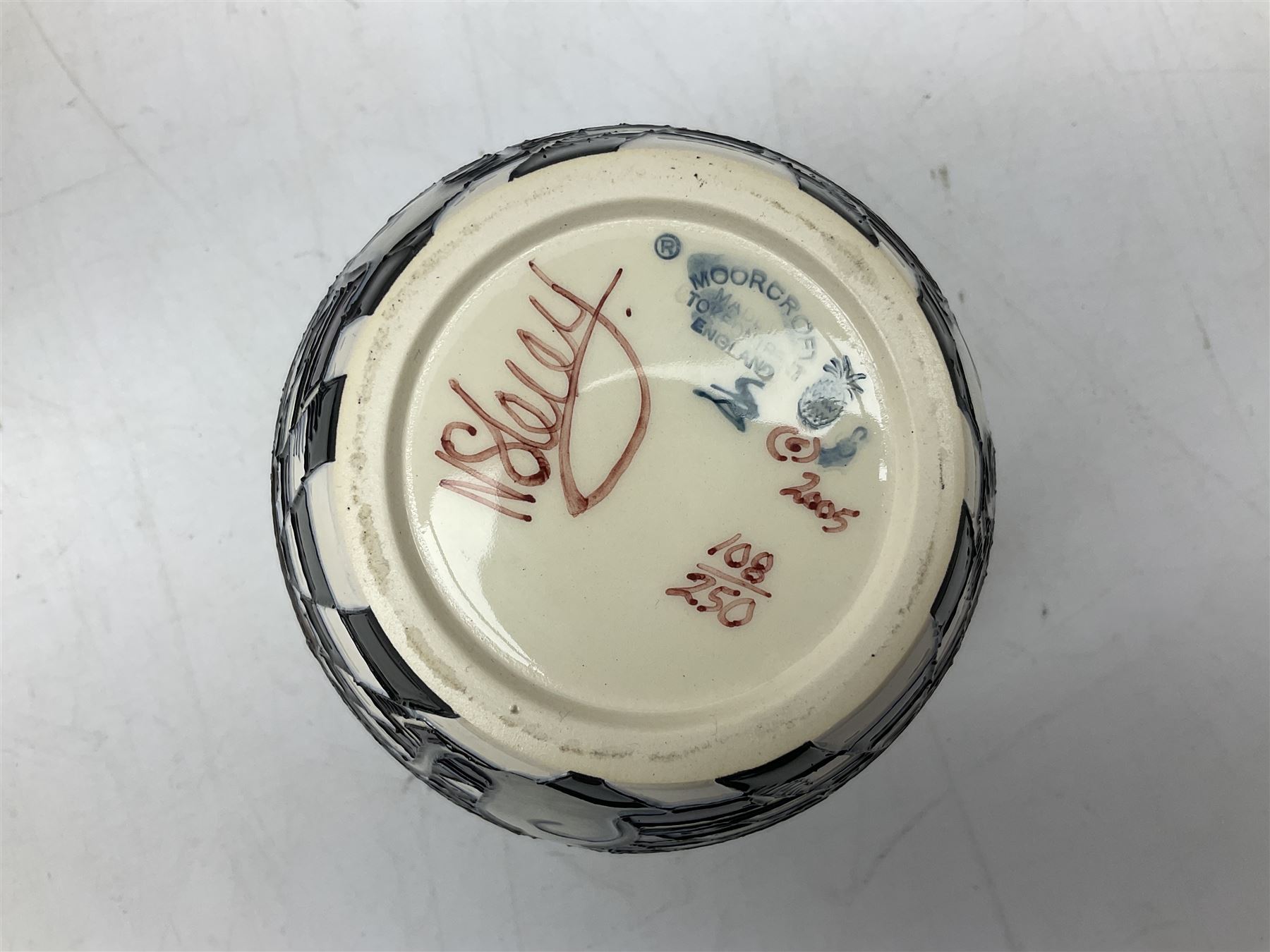 Moorcroft Nursery Rhyme Series Hickory Dickery Dock pattern ginger jar  designed by Nicola Slaney, 2005 limited edition 108/250, printed and painted marks beneath, with original box H16cm