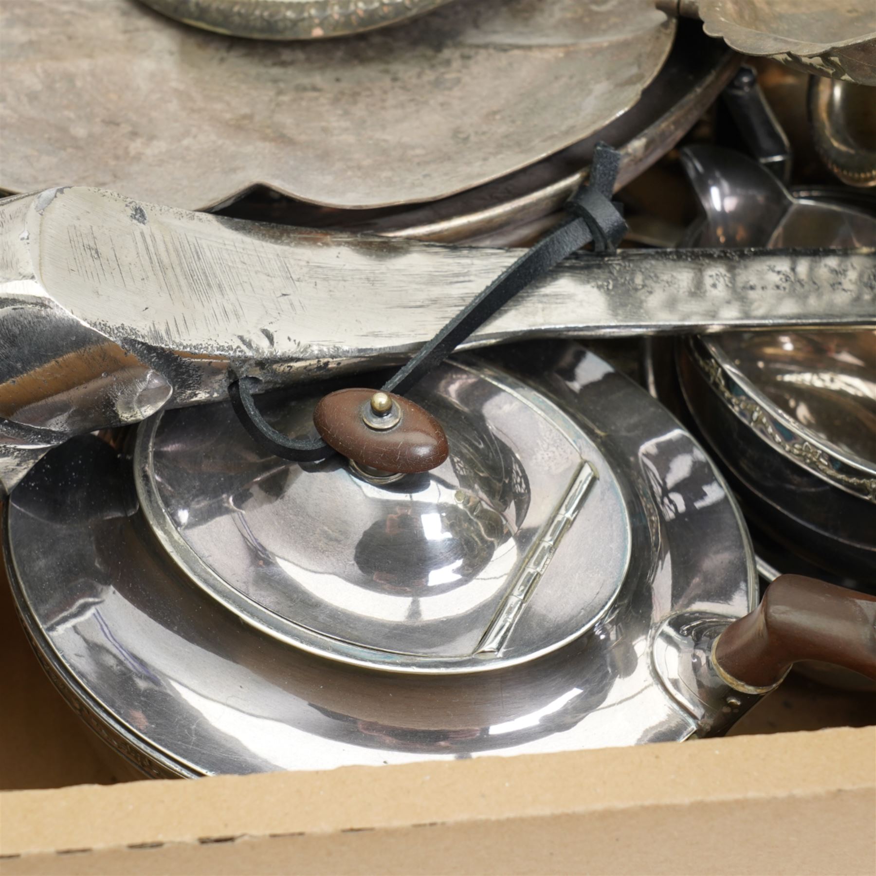 Plated tea set, cutlery and other items