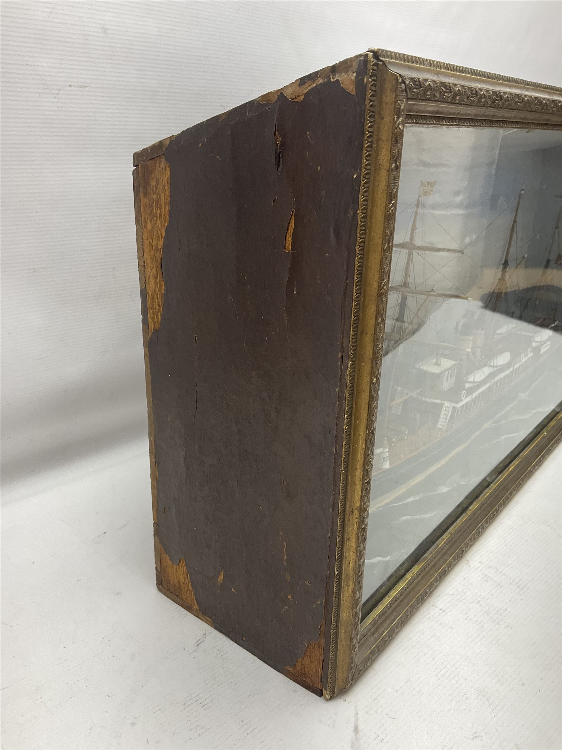 Victorian diorama of scratch built model of steam ship Alexandria, in a glazed case, H41cm, L83cm