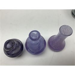 Bjorn Ramel Sea of Sweden Glasbruk art glass footed candle holder, together with a Murano fish, various other art glass vases, stylised green fish, etc, tallest H29cm