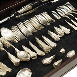 Canteen on stand containing a twelve-place set of King's pattern silver plated cutlery
