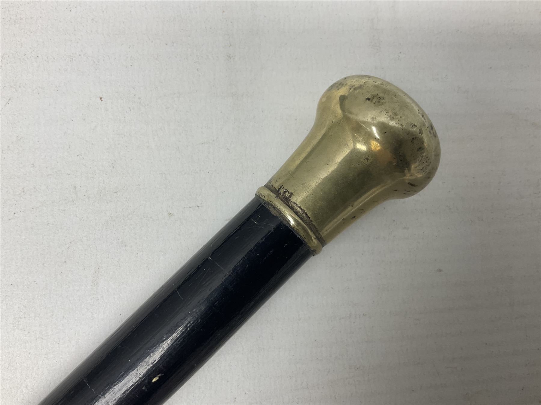 Walking cane, tennis racket, cricket ball (signed) and knight novelty cigarette lighter 