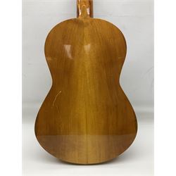 Encore black electric cut-away guitar L96cm; and Spanish Victor Garcia model 187 acoustic guitar, bears label dated 1972 L99cm; each in soft carrying case (2)