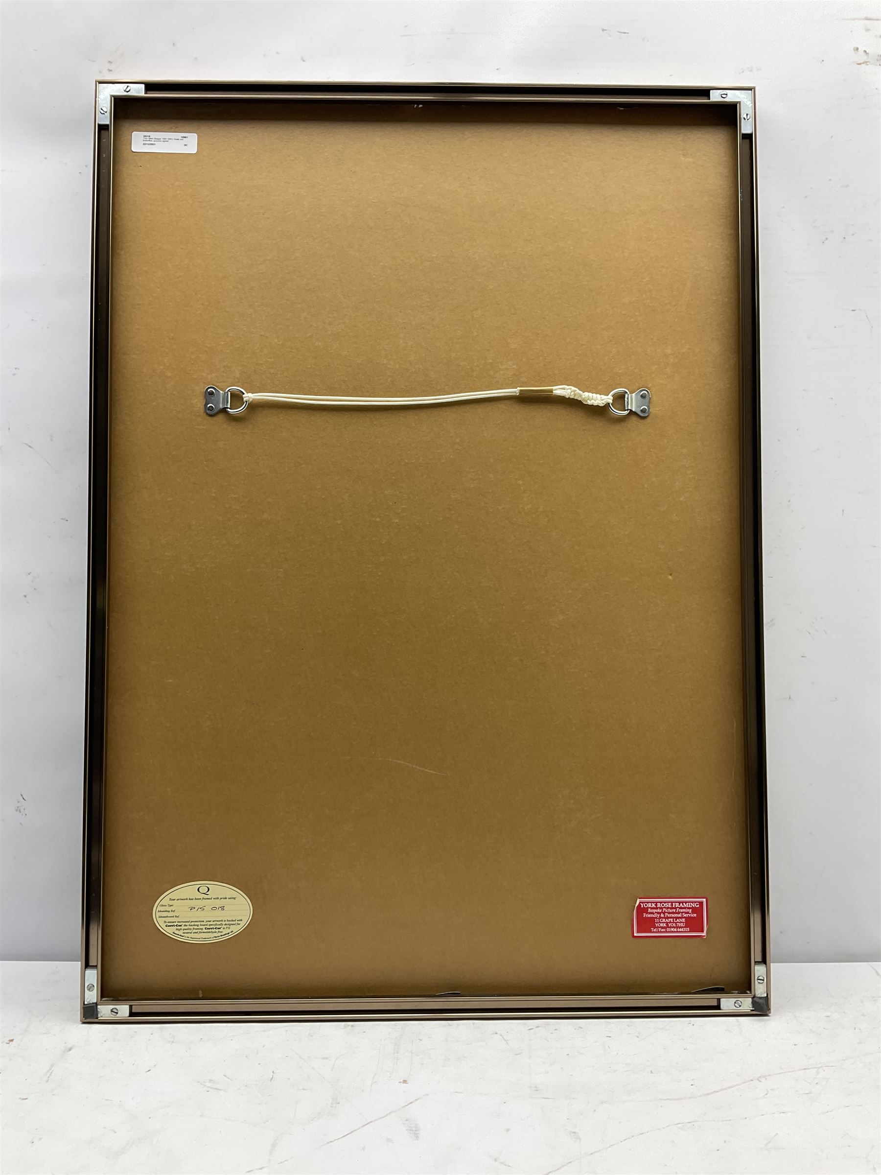 Yves Billet (Belgian 1934-1991): Surrealist Hawk and Butterflies, gouache signed 75cm x 53cm