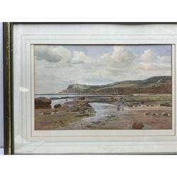 Michael Anthony Clark (British 20th century): Ravenscar from Robin Hood's Bay and Horses Grazing, pair watercolours signed 33cm x 52cm (2)