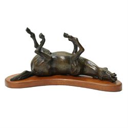 Robert Campbell figure 'Rolling Horse', limited edition no. 2/25, on wooden plinth, with c...