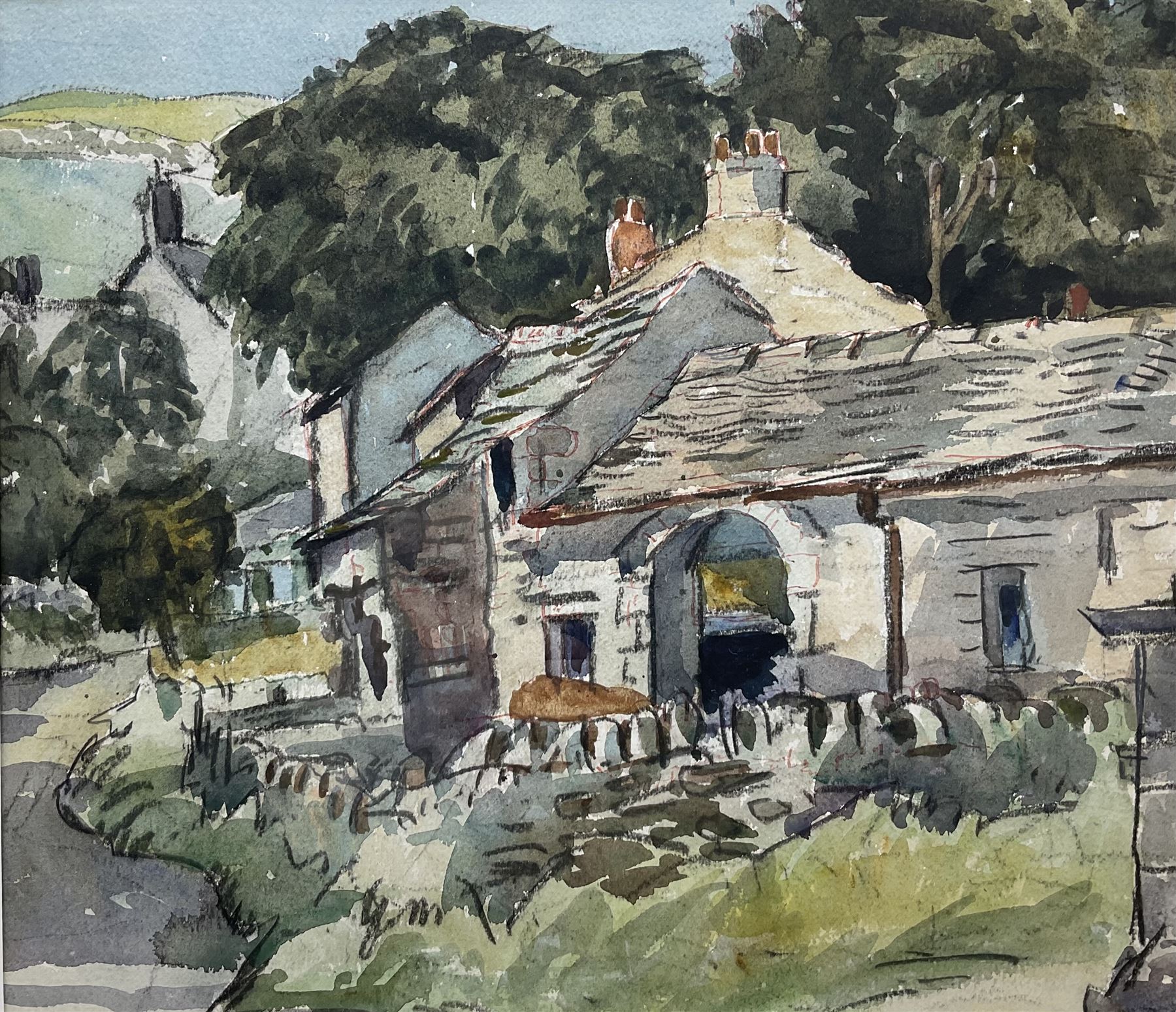 Leonard Orsini Bussey (Northern British 1905-1994): 'Thorpe in the Hollow', watercolour signed with initials (beneath the mount) 35cm x 40cm