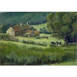 Robert Brindley (British 1949-): Farmstead at Green End Near Beckhole - North Yorkshire Moors, oil on board signed 21cm x 30cm