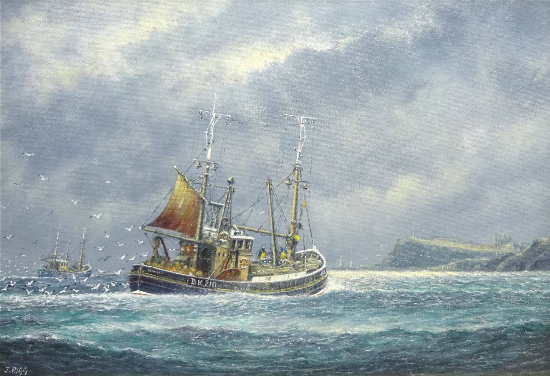 Jack Rigg (British 1927) Berwick Fishing Boats coming in to Whitby