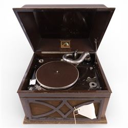 Masters Voice cased record player, together with a collection of records 