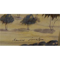 Maurice Namatjira (Australian 1938-1977): Central Australian Landscape, watercolour signed 34cm x 51cm