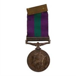 George VI General Service medal with Malaya clasp, awarded t0 4040910 L.A.C. M.N. Swinburne R.A.F 