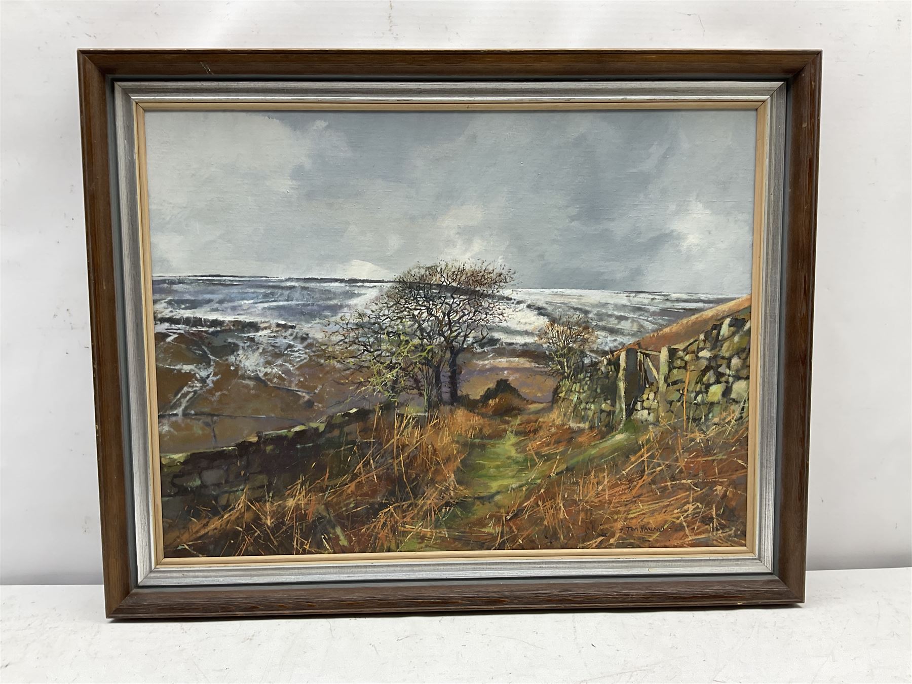 Tom Harland (Yorkshire 1945-2012): 'Dale Head - Farndale', oil on board signed, inscribed verso 44cm x 59cm