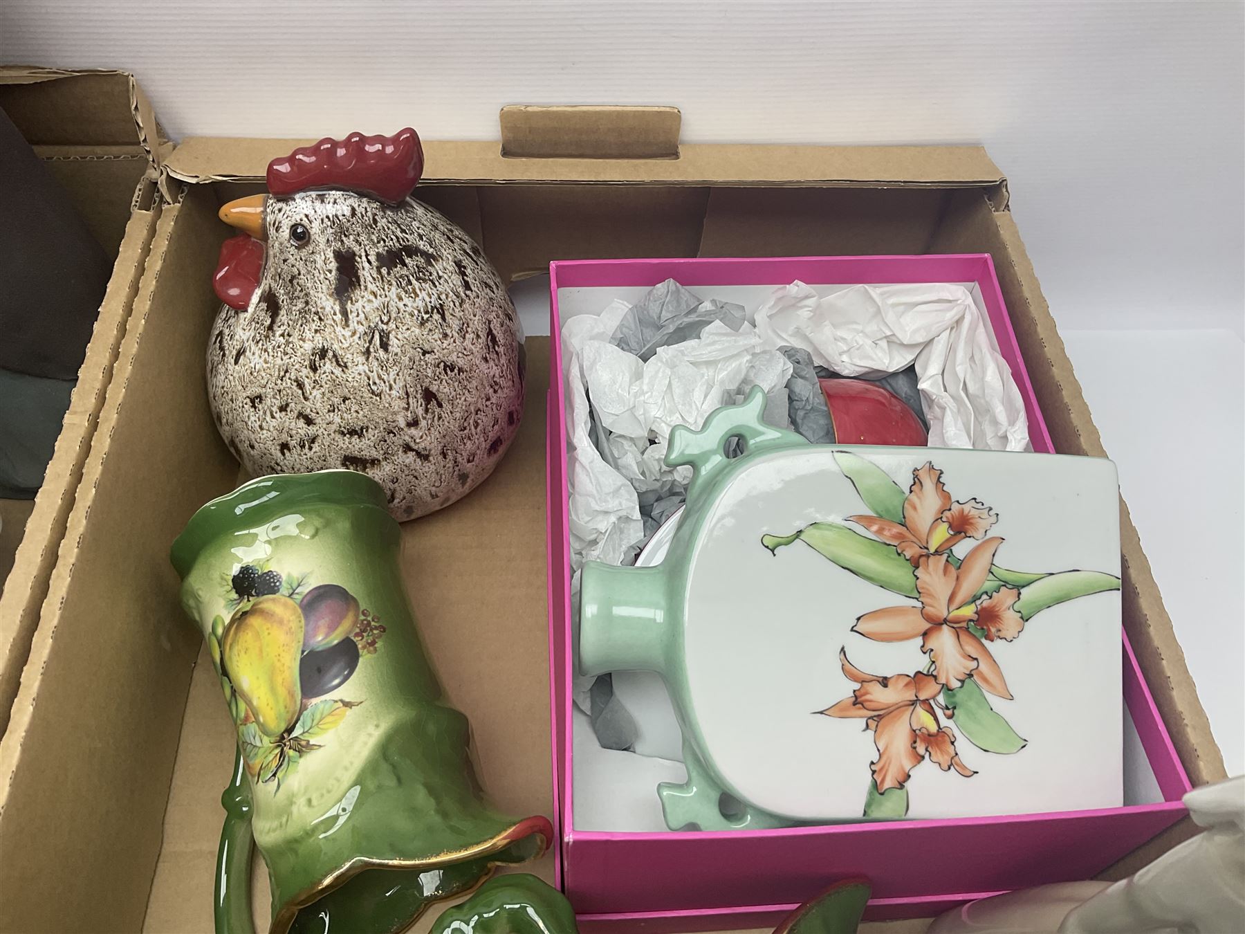 Beswick figure Matthew the trumpet playing pig, together with Royal Doulton figure Diana HN2468, a pair of Limoges busts and other collectables  