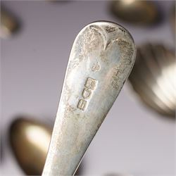 Quantity of assorted silver cutlery including sauce ladle, Victorian caddy spoon, various teaspoons, golf club spoons etc