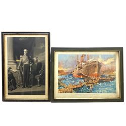 Two naval interest prints, Wellington after John Lucas and The Landing of Troops from HMT ...