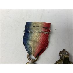 Three WW1 medals comprising 1914-15 Star awarded to 58648 Spr. C. Roberts R.E.; British War Medal and Victory Medal awarded to 87502 1.A.M. C. Roberts R.F.C.; and REME cap badge (4)