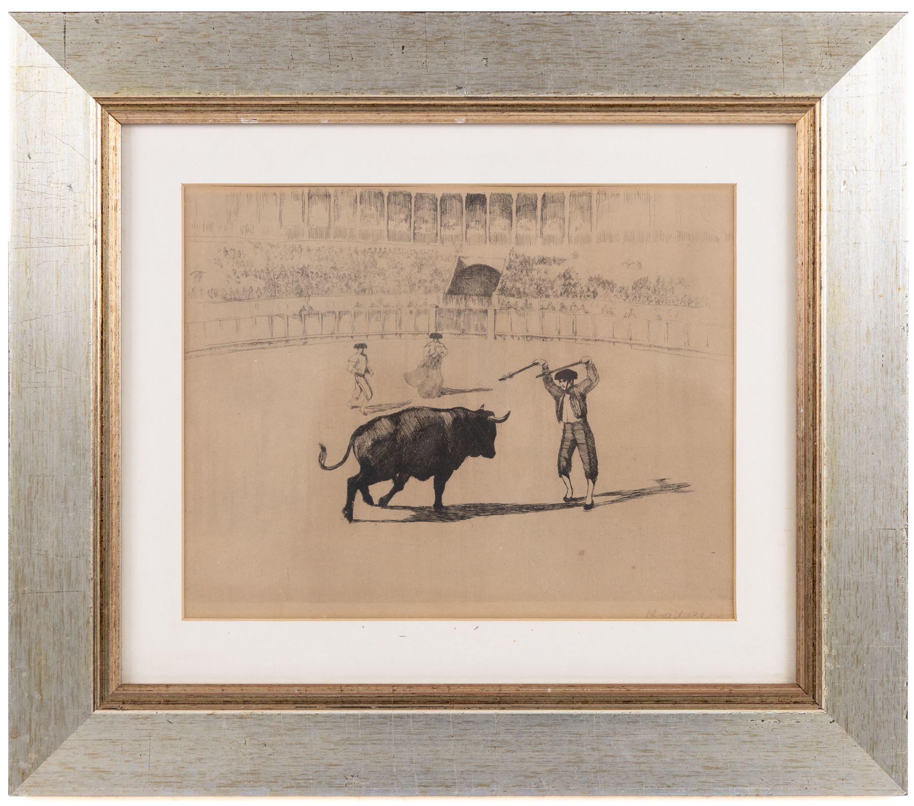 After Frederick Halpern (Austrian/Australian 1909-?): La Tauromaquia or Bullfighting, set of three etchings signed in pencil, 19cm x 24cm (3)