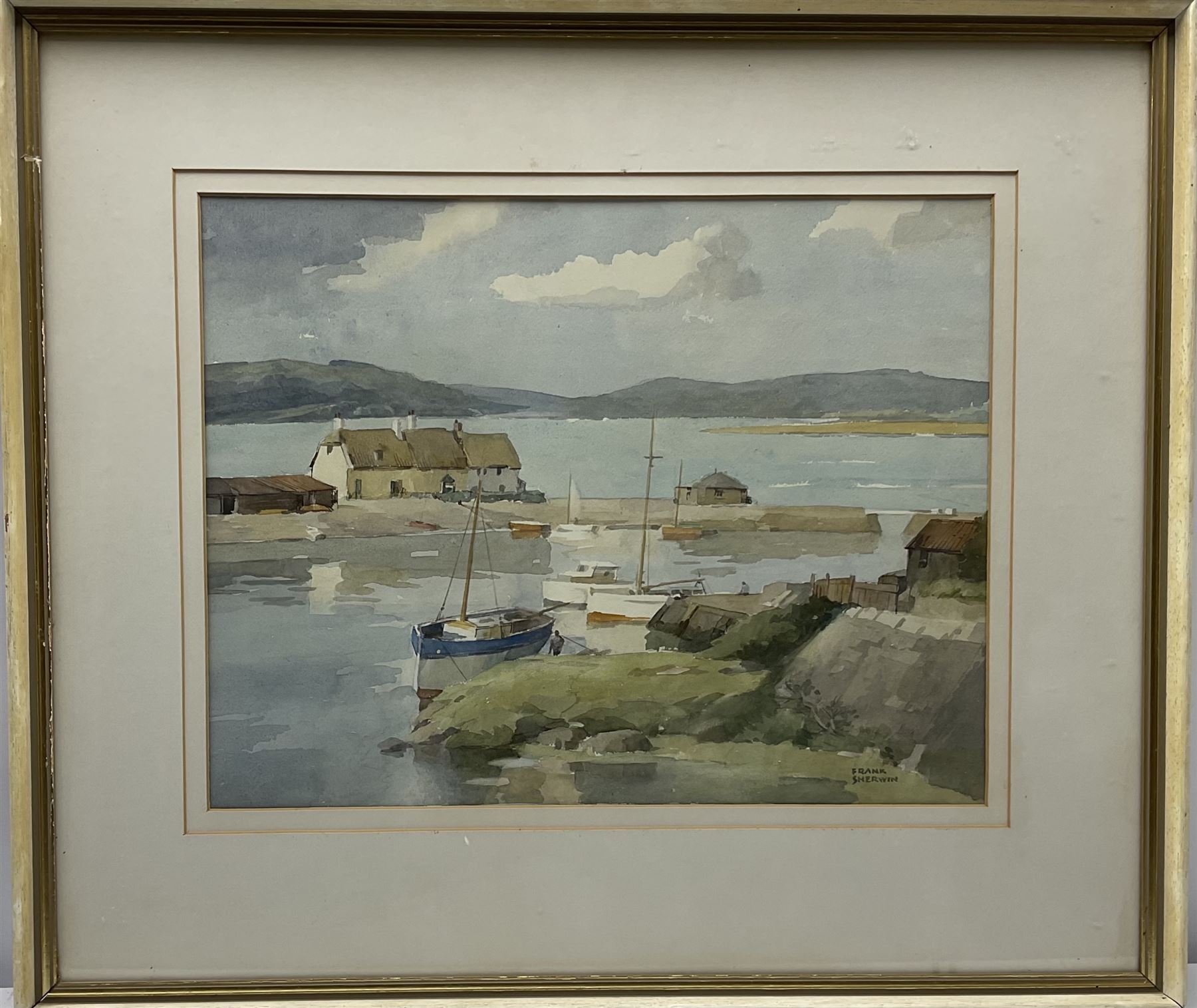 Frank Sherwin (British 1896-1985): A Quiet Harbour, watercolour signed 34cm x 44cm