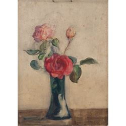 Florence Adelina Hess (Staithes Group 1891-1974): Still Life of Roses, pencil and watercol...